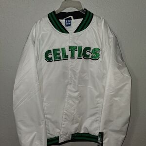 NBA Boston Celtics Ultra Game Full-Snap Bomber Jacket White Mens XXL NWOT